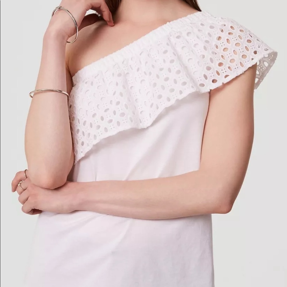 LOFT One shoulder eyelet top Sz M